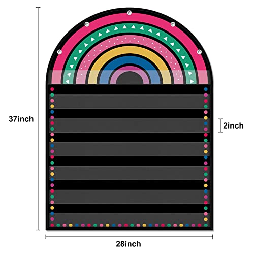 Black 7 Pocket Chart (Black Rainbow) - style: Boho Rainbow