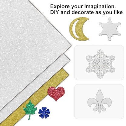 Rramorrra White Glitter Cardstock Paper 12" x 12" 15 Sheets 350gsm/130lb Heavyweight Premium White Sparkly Construction Paper for Cricut Machine, Halloween, Christmas, DIY Craft, Scrapbooking - color: white