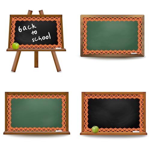 Whaline 65.6Ft Halloween Bulletin Board Border Glitter Orange Pumpkin Die Cut Trim Border Roll for Spooky Chalkboard Wall Decor - style: Halloween Pumpkin