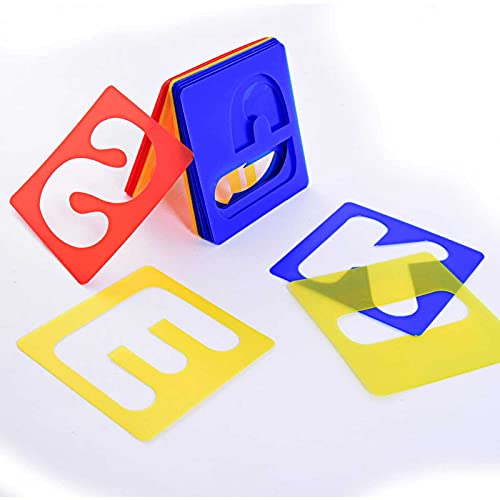 TecUnite 26 Pieces Alphabet Stencils Set Plastic Letter Stencils for Painting Learning, DIY Craft Decoration (5 x 5 Inches) - size: 5 x 5 Inches