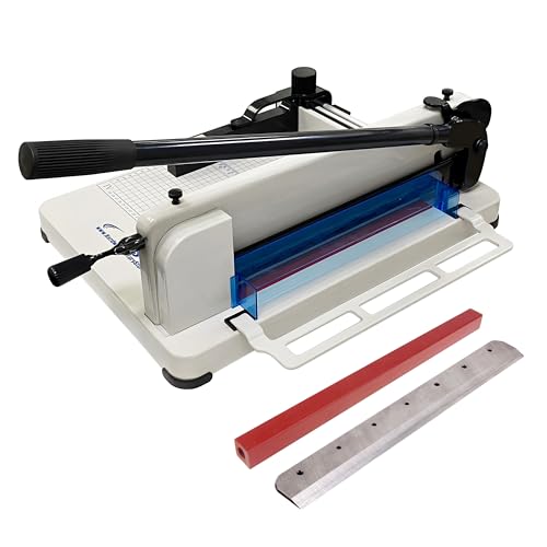 HFS(R) Heavy Duty Guillotine Paper Cutter Bundle - A4, 12'' Blade, 400 Sheet Capacity, Solid Steel Construction with Replacement Cutting Stick