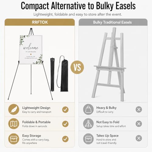 RRFTOK 63'' Instant Easel,Easel Stand for Display,Art, and Crafts,Foldable Portable Ground Easel for Wedding Banner and Poster Display Stand,Easel Display Metal Tripod with Portable Bag. - style: 63B 4pack