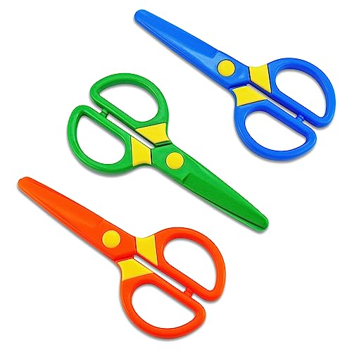 JIALEEY Plastic Child-Safe Scissor Set, Toddlers Training Scissors, Pre-School Training Scissors and Children Art Supplies（3pcs）