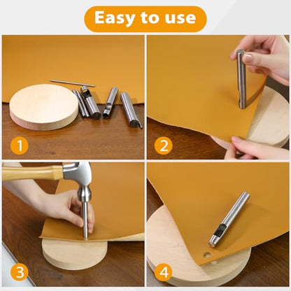 Leather Hole Punch Tool, 6mm/0.24inch Round Hollow Hole Punch, Carbon Steel Leather Hollow Punch Tool for Cutting Leather Craft Watch Rubber Paper Soft Material - size: 6 mm / 0.24 inch