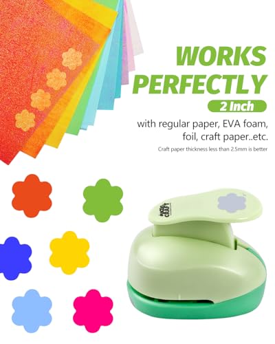 UCEC 2 inch Paper Punch Flower Hole Punch Flower Punches for Paper Crafts Large Flowers PaperPuncher FlowerPunch Craft Punches Flowers Scrapbook Puncher - color: Flower, size: 2 Inch