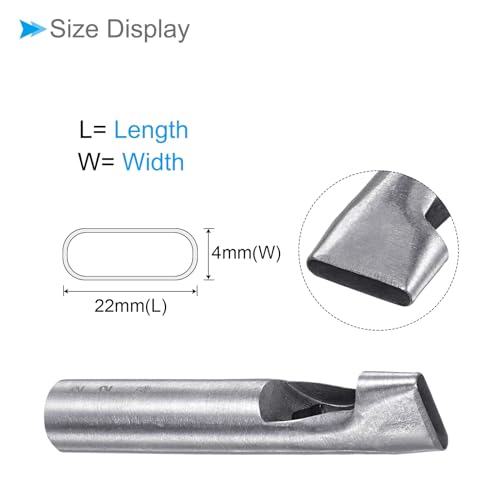 Hollow Punch, 4mm x 22mm Hole, 45# Steel Oval Shaped Gasket Tool - (Applications: for Leather DIY Leathercraft Wallet) - size: 4mm x 22mm