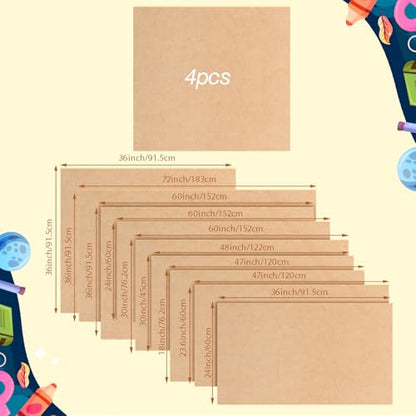 Tatuo 4 Pcs 36" x 36" Large Blank Brown Paper Banners for Teacher Appreciation Poster Crafts Decoration 120gsm Thick Kraft Paper Banner for Summer Camp Activities Wedding Baby Shower Party Decor - size: 36" X 36"