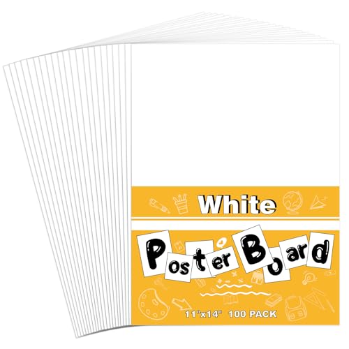 100 Pack White Poster Boards, 11"x14" White Poster Paper Heavyweight Poster Board Bulk Blank Poster Board for Art Display Board,Classroom Use,School Craft Project,Presentation Drawing - color: White, size: 100 PACK