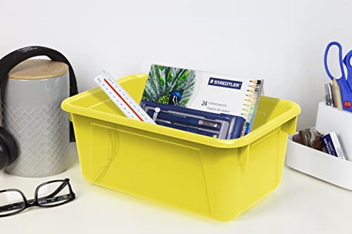 Storex Small Cubby Bins, Pack of 5, 12.2 x 7.8 x 5.1 Inches, Yellow (62410U05C) - color: Yellow, style: Bin Only