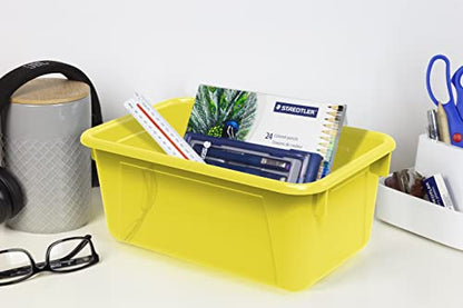 Storex Small Cubby Bins, Pack of 5, 12.2 x 7.8 x 5.1 Inches, Yellow (62410U05C) - color: Yellow, style: Bin Only