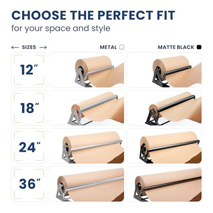 DIY Crew 12 Inch Paper Roll Dispenser and Cutter - Heavy-Duty Wall Mountable, Non Slip Tabletop - Kraft, Freezer, Butcher Paper - Up to 1000ft Rolls - color: Silver, size: 12"
