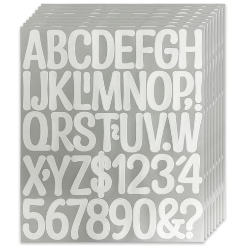 2-Inch Letter Number Sticker - Self Adhesive Capital Alphabet Stickers for Mailbox, Bulletin Board, Scrapbooking and DIY Crafts Making, 8 Sheets White - color: White