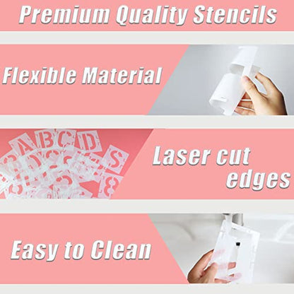 YEAJON 20 Inch Letter Stencils Symbol Numbers Craft Stencils, 42 Pcs Reusable Alphabet Templates Interlocking Stencil Kit for Painting on Wood, Wall, Rock, Sign, DIY Art Projects (20 inch) - size: 20 inch