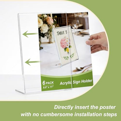 Acrylic Sign Stand Holders - 8.5 x 11 Clear Plastic Table Paper Display Stand, Suit for Displaying Posters, Picture, Flyers, Menu - 10 Pack - style: 10 pack