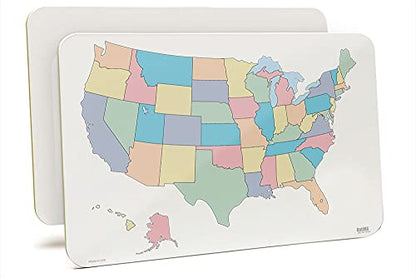 Student Lapboard with USA Map Without State Names, 11" x 17" x 1/8" Double Sided Non-Magnetic Lap Board. US Map with State Name Abbreviations on One Side - color: Map No State Names