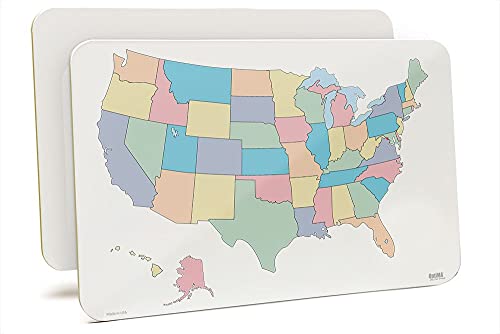 Student Lapboard with USA Map Without State Names, 11" x 17" x 1/8" Double Sided Non-Magnetic Lap Board. US Map with State Name Abbreviations on One Side - color: Map No State Names