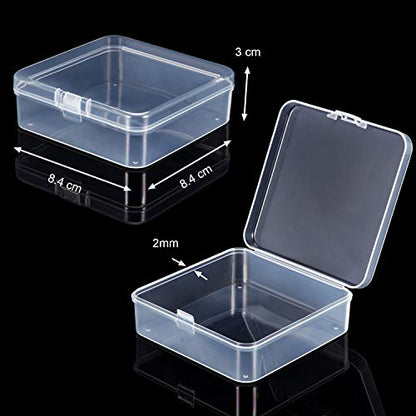 24 Packs Small Clear Plastic Beads Storage Containers Box with Hinged Lid for Storage of Small Items, Crafts, Jewelry, Hardware(3.3 x 3.3 x 1.2 Inches) - size: 3.3 x 3.3 x 1.2 in
