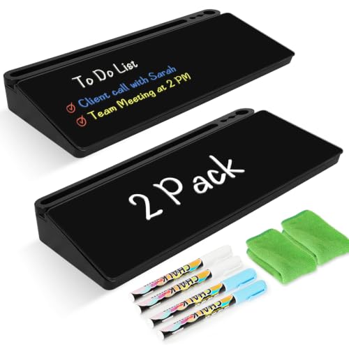 2 Pack Desktop Glass Whiteboard with Storage, Desk Board with Computer Keyboard Stand, White Dry Erase Board with Drawers for Home, School, Office Desk Organizers and Accessories - Black - color: Organizer-black (2-pack)