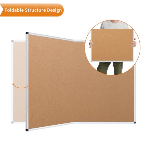 VIZ-PRO Cork Bulletin Board/Foldable Noticeboard, 36 X 24 Inches, Silver Aluminium Frame - size: 24" x 18.1"