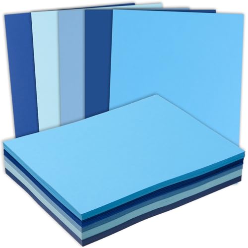 MixTeach 240 Sheets Assorted Blue Cardstock Paper 8.5 x 11" Medium Thick Card Stock 180gsm/65lb Printable Kraft Paper for Scrapbooking, Card Making, Invitations, DIY Art Craft Supplies - color: Blue