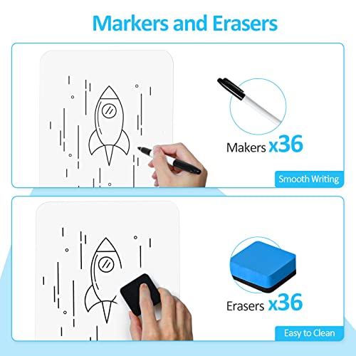 Dry Erase LapBoards, PANDRI 36 Pack Double Sided 12.5 x 9 Inch Dry Erase Boards with 36 Erasers and 36 Markers, Whiteboards for Kids Students Classroom Teacher Supplies - size: 36 PACK