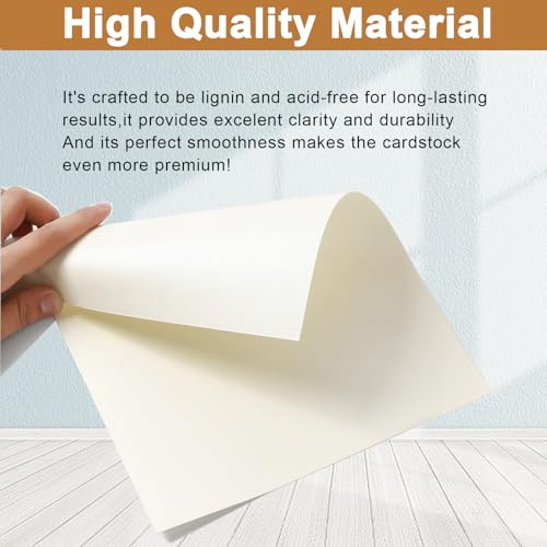 Silunkia 28 Sheets Cream Shimmer Cardstock 8.5 x 11 Off White Paper, 92lb Heavyweight Glossy Paper Card Stock for DIY Cards Making, Business Cards, Wedding Invitations, Crafting, Menus - color: Cream, size: 28 Sheets