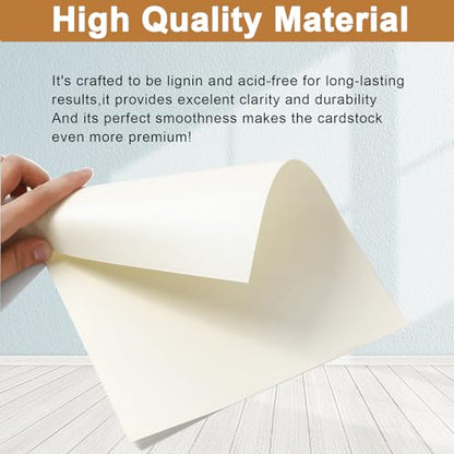 Silunkia 28 Sheets Cream Shimmer Cardstock 8.5 x 11 Off White Paper, 92lb Heavyweight Glossy Paper Card Stock for DIY Cards Making, Business Cards, Wedding Invitations, Crafting, Menus - color: Cream, size: 28 Sheets