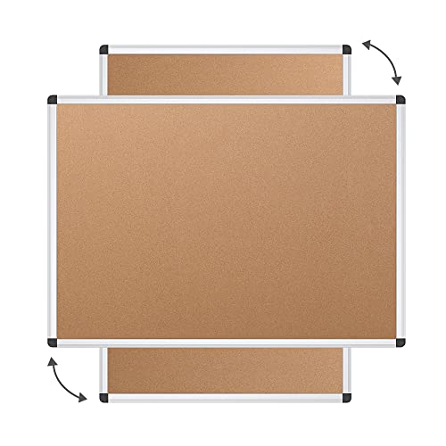 VIZ-PRO Cork Notice Board, 36 X 24 Inches, Pack of 2, Silver Aluminium Frame - size: 2 Pack 36 X 24 Inches