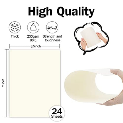 24 Sheets Cream Cardstock 8.5 x 11 Off White Paper, Goefun Ivory Card Stock Printer Paper for Cards Making, Office Printing, Certificate - color: cream