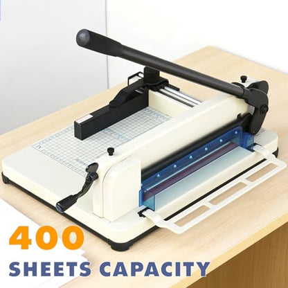 Heavy Duty Paper Cutter 12", Guillotine A4 Paper Cutter, 400 Sheets Capacity Paper Trimmer, Double Safety Protection Durable HSS Blade for Cutting Paper - size: 12"-A4