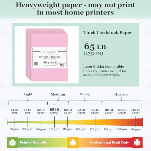 Cardstock Warehouse Pop-Tone Cotton Candy Pink Cardstock Paper – 50 Sheets, 8.5 x 11" - 65 lb / 175 GSM Premium Pink Card Stock for Die-cutting, Crafts, Printing, Card Making and DIY Projects - color: Cotton Candy Pink
