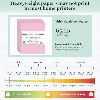 Cardstock Warehouse Pop-Tone Cotton Candy Pink Cardstock Paper – 50 Sheets, 8.5 x 11" - 65 lb / 175 GSM Premium Pink Card Stock for Die-cutting, Crafts, Printing, Card Making and DIY Projects - color: Cotton Candy Pink