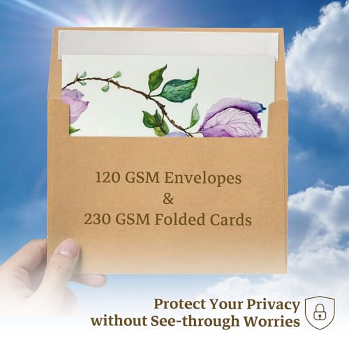 Goefun Brown Kraft Blank Cards and Envelopes 5x7, A7 Envelopes Self Seal with Folded Brown Cardstock 5x7 100 Pack for Invitations, Wedding, Birthday, DIY Greeting Cards & All Occasions - color: Brown, size: 5x7