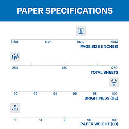 Hammermill Cardstock, Premium Color Copy, 60 lb, 18 x 12-100 Bright, Made in the USA Card Stock, 120040R - 1 Pack (250 Sheets) - size: 1 Pack | 250 Sheets, style: 18x12