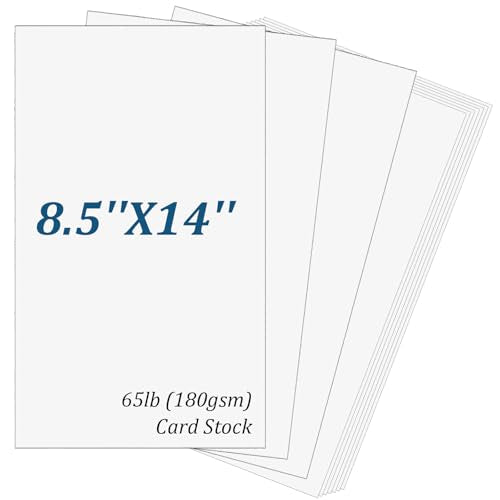 100 Sheets 8.5" x 14" White Cardstock, 65lb/180gsm Legal Size Card Stock Printer Paper Heavyweight Cardstock for Arts Crafts, DIY Cards, Invitations, Menus, Brochures, Posters