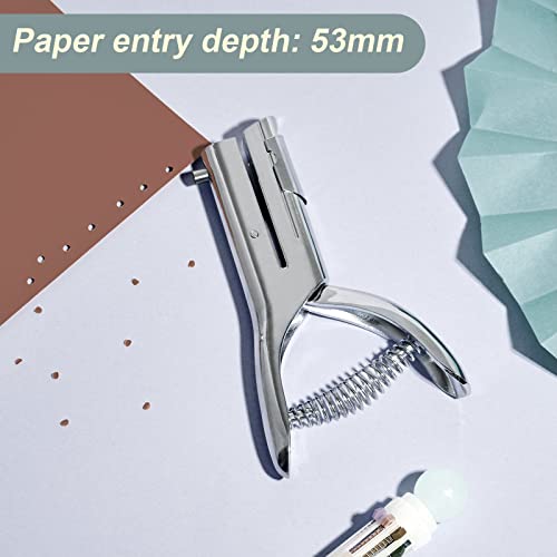 Chumia 2 Pcs Heavy Duty Hole Punch 2" Long Reach 1/8 Inch Paper Single One Hole Puncher Deep Throat Reduced Effort Hand Held Alloy Punch for ID PVC Cards 5 Inch Tall 25 Sheet Capacity - size: 1/8 Inch Diameter