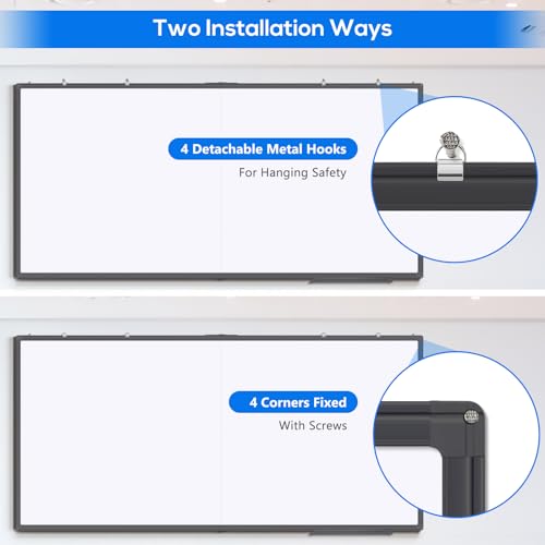 Magnetic Dry Erase Board 96 x 48 inches, Maxtek 4" x 8" Whiteboard for Wall, Large White Board Dry Erase Foldable Wall-Mounted Aluminum Frame Erase Board with Marker Tray for Office Home and School - size: 96"W x 48"H, style: Style A
