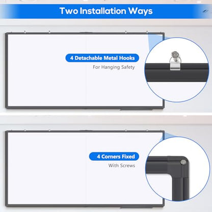 Magnetic Dry Erase Board 96 x 48 inches, Maxtek 4" x 8" Whiteboard for Wall, Large White Board Dry Erase Foldable Wall-Mounted Aluminum Frame Erase Board with Marker Tray for Office Home and School - size: 96"W x 48"H, style: Style A