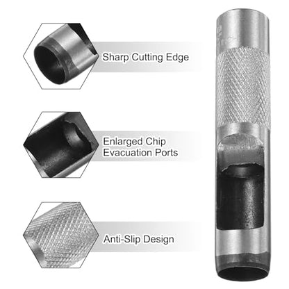 HARFINGTON 2pcs Leather Round Hole Punch, 17mm Hollow Hole Puncher Cutter Carbon Steel Circle Hole Punching Cutting Tool for Belt/DIY Leather Craft - size: 17mm