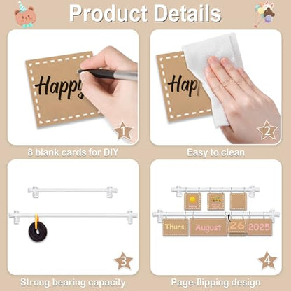 96 Cards Classroom Bulletin Board Decorations Set for Teachers,Flip Calendar with Holder for Classroom,Adjustable Calendar,Preschool Elementary Home Decor Supplies（Pastel） - style: Pastel