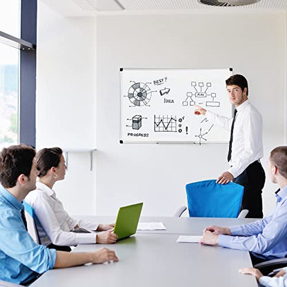 Amazon Basics Magnetic Dry Erase Whiteboard, 36"W x 24"H, Aluminum Frame, Silver/White, Easy to Install and Clean - color: Silver/White, size: 36"W x 24"H