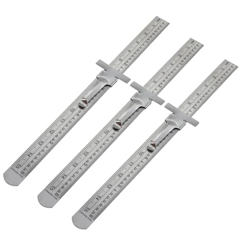 3 Pack Precision Pocket Ruler, Stainless Steel Flexible Ruler Detachable Clips, Metric Imperial Ruler for Engineering/School Office - size: L