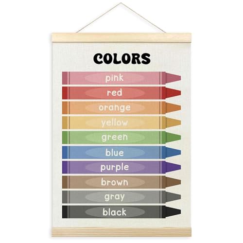 TLESKE Colorful Classroom Colors Learning Educational Poster Hanger Frame, Homeschool Hanging Wall Art Decor for Toddlers Kids Room Nursery Playroom, Preschool Prek Poster Print Banner, 12x16 - color: 1pc: colors, size: 16"L x 12"W