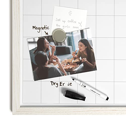 U Brands Rustic Monthly Dry Erase Board with White Wooden Frame, Office Supplies, 14” x 14” - style: Dry Erase Board - Monthly