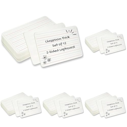 Charles Leonard Dry Erase Board Classroom Pack - Mini Lapboard School Supplies – Set of 12 Two-Sided Plain/Lined Dry Erasable White Boards, 9x12 Inches (35120) (Pack of 5) - color: Plain & Lined, size: 9" x 12" (60-Pack), style: 2-Sided Masonite Board