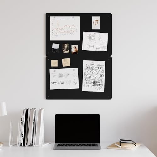 2 Pack Magnetic Board for Wall, 17.5" x 11.4" Magnet Bulletin Memo Board, Metal Sheets to Display Magnetic Letter Number Souvenir, Notes, Poetry, Photos, Black - color: Black