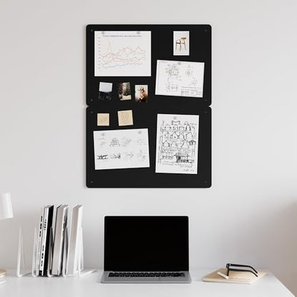 2 Pack Magnetic Board for Wall, 17.5" x 11.4" Magnet Bulletin Memo Board, Metal Sheets to Display Magnetic Letter Number Souvenir, Notes, Poetry, Photos, Black - color: Black