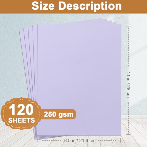 Silunkia 120 Sheets Light Purple Cardstock 8.5 x 11 Certificate Paper, 92lb Heavyweight Card stock Lavender Paper for DIY Card Making, Greeting Cards, Wedding Invitations, Party - color: Light Purple, size: 120 Sheets