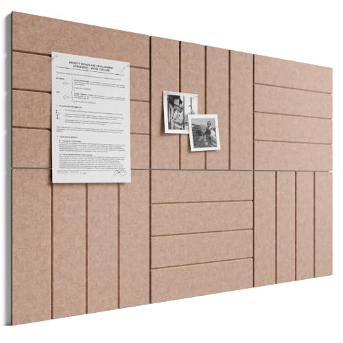 Bumusty Large Cork Board Alternative-36 x 24" Felt Bulletin Board Tiles, with 30 Pushpins, 40 Adhesive Tabs, Bold-Stripe 6-Pack, Cork Boards for Office Push Pin Board Felt Board-Terracotta - color: Terracotta, size: Bold-stripe 6-pack