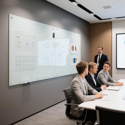 KIZZBY Glass Dry Erase Board - Magnetic Whiteboard, 60"X36" Frameless White Board Clear Glass Boards with Super Strong Magnets, Wall Mounted for Office, Classroom and Home - color: 60"×36" White